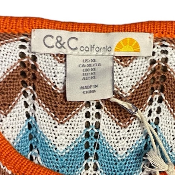 C&C California Vibrant Chevron Stripe Sleeveless Dress / Swim Cover Up X-Large - Picture 5 of 6